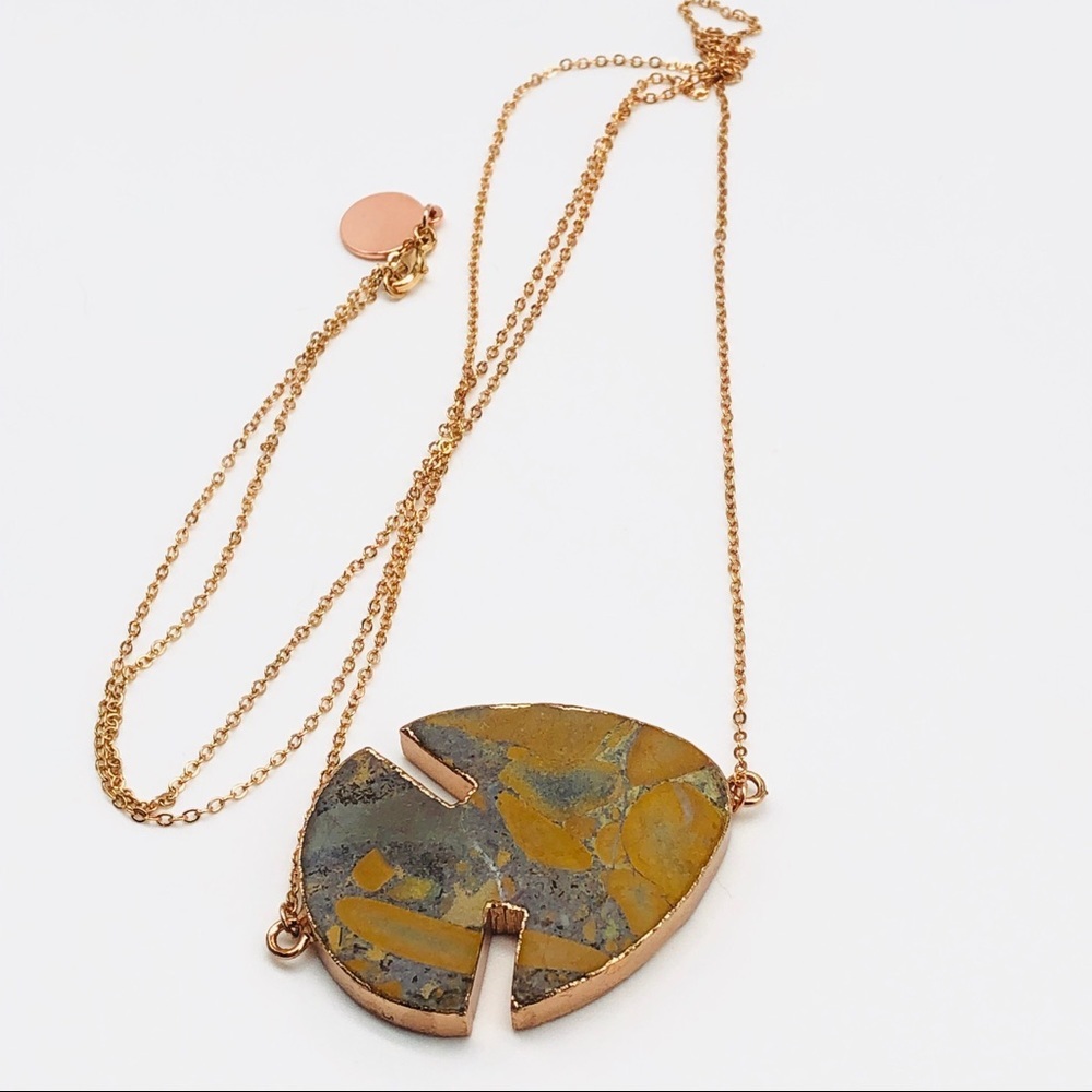 14K Rose Gold Fossil Arrowhead Necklace